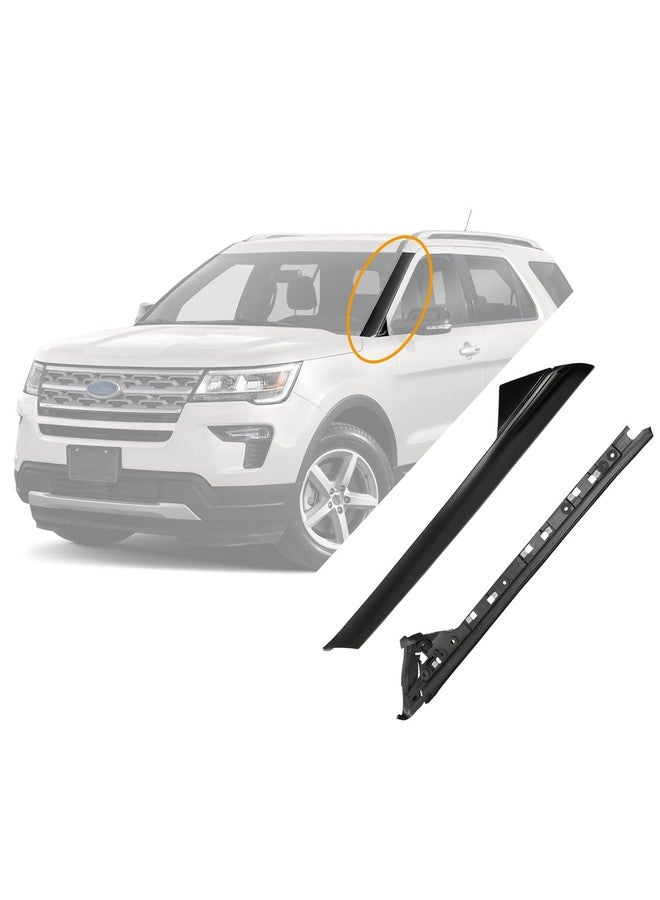 Gledewen Windshield Trim Molding A-Pillar Set, Compatible with 2011-2019 Ford Explorer, Front Outer & Inner Left Driver, BB5Z7803145AA BB5Z-7803137-AA BB5Z-7803137-AB 926-450 BB5Z-7803145-AA Window Accessories - Image 1